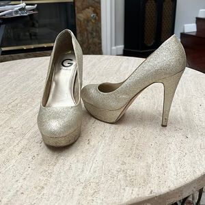 Platform glitter gold shoes